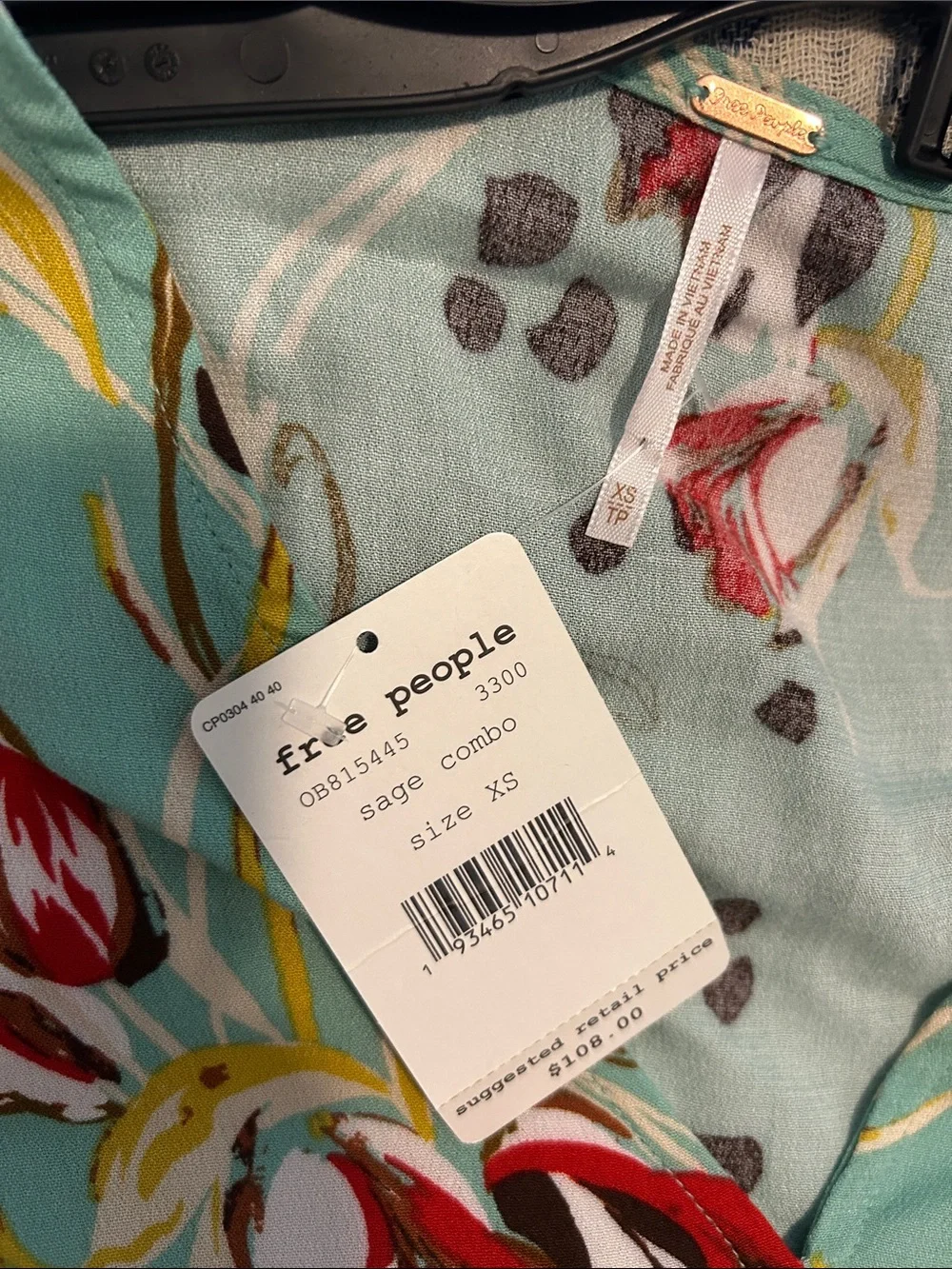 Free People Sage Bella Boho Floral V-Neck Swing Tunic Size XS